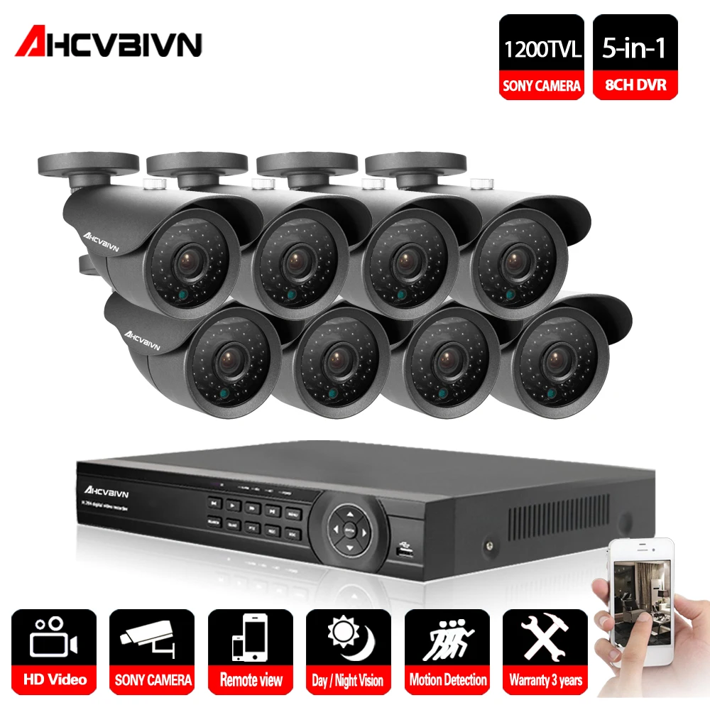 AHCVBIVN Video Surveillance System 8CH CCTV Security Kit 8PCS 1200TVL Dome Security Camera Night Vision 8CH 1080P CCTV DVR
AHCVBIVN Video Surveillance System 8CH CCTV Security Kit 8PCS 1200TVL Dome Security Camera Night Vision 8CH 1080P CCTV DVR