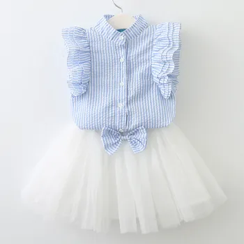 2019 Girls Shirt Skirt Suit Kids Vertical Striped Shirt + Bow Skirt 2 Pcs Sets Childrens Clothes 3-7 Years
2019 Girls Shirt Skirt Suit Kids Vertical Striped Shirt + Bow Skirt 2 Pcs Sets Childrens Clothes 3-7 Years