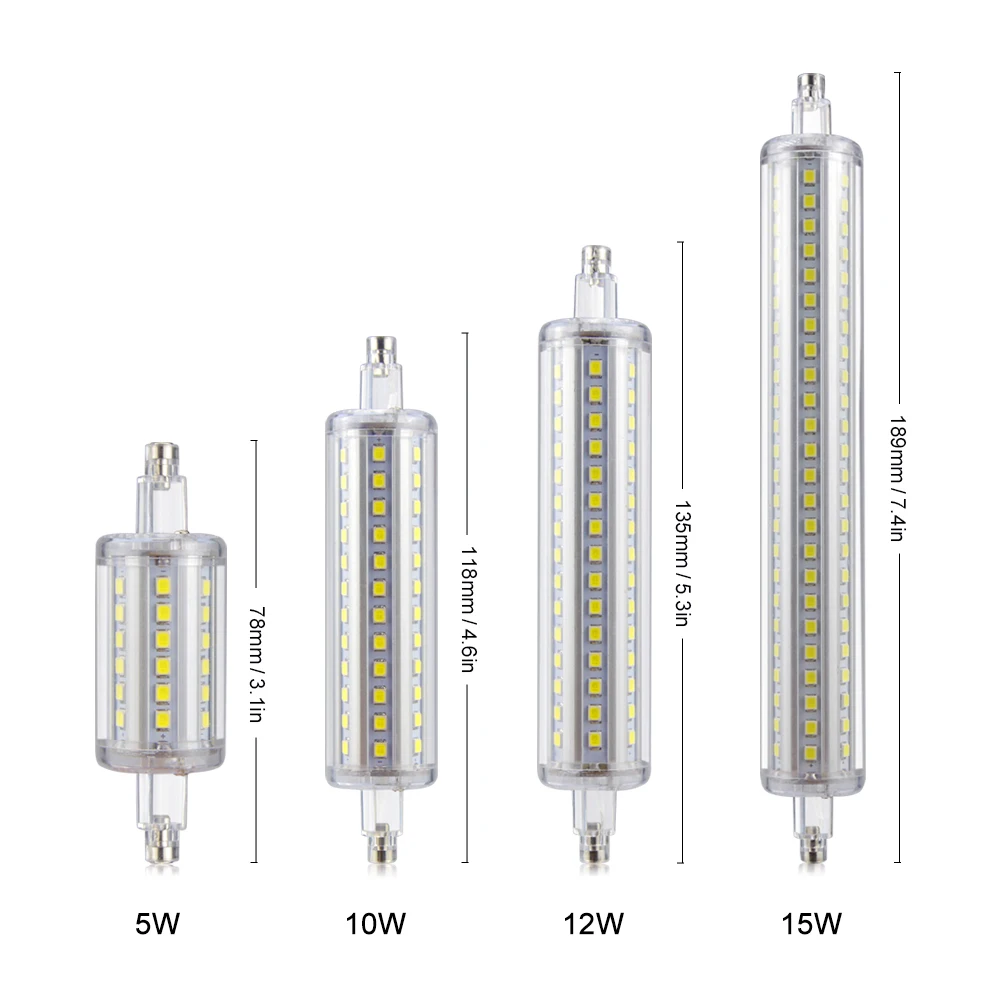

85-265V 220V 110V R7S LED spot Light SMD 2835 5W 10W 12W 15W 78mm 118mm 135mm 189mm LED lamp Horizontal Plug Bulb For spotlight