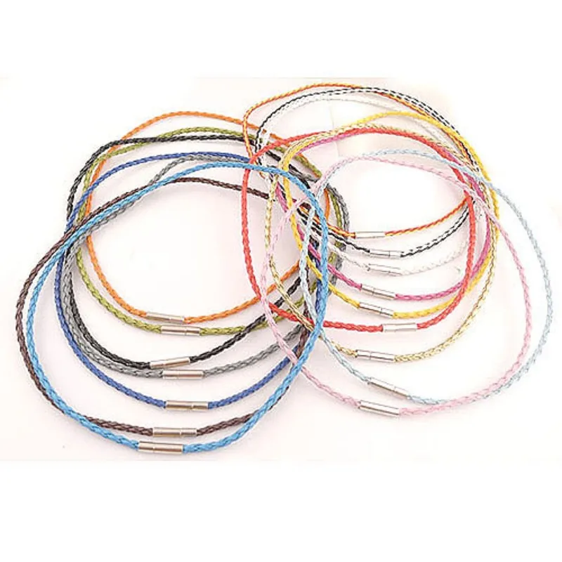 Wholesale 50Pcs/lot 3mm 12"-30" Mixed 10 Colors PU Braided Leather Cord/String Necklace/Bracelets W Bayonet Clasps DIY Jewelry
Wholesale 50Pcs/lot 3mm 12"-30" Mixed 10 Colors PU Braided Leather Cord/String Necklace/Bracelets W Bayonet Clasps DIY Jewelry