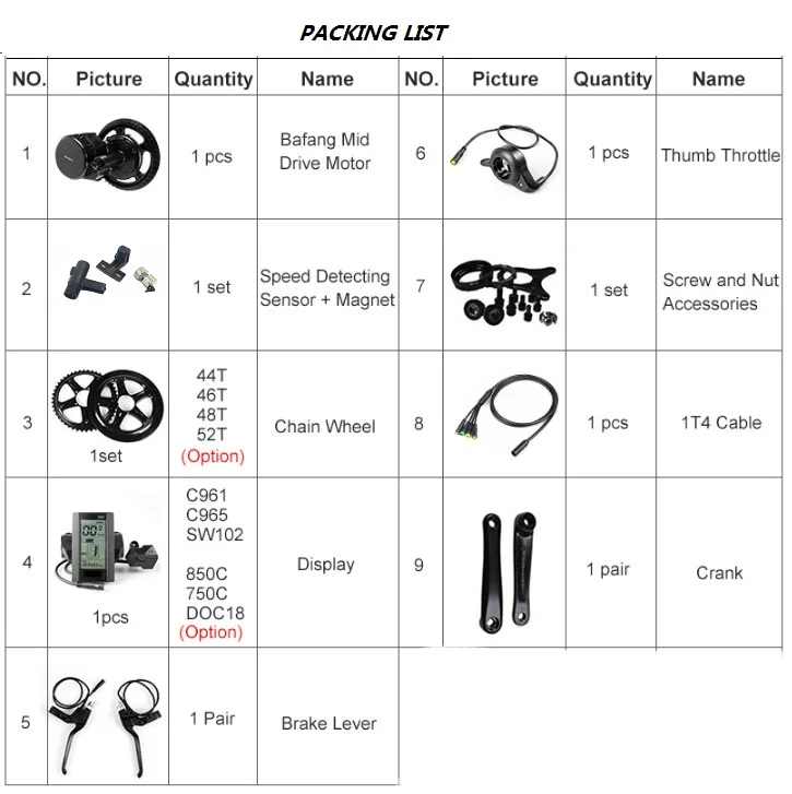 Best Bafang BBS03 48V 1000W Mid Drive Motor 8fun Bicycle Electric Bike Conversion Kits C965 eBike Display 15