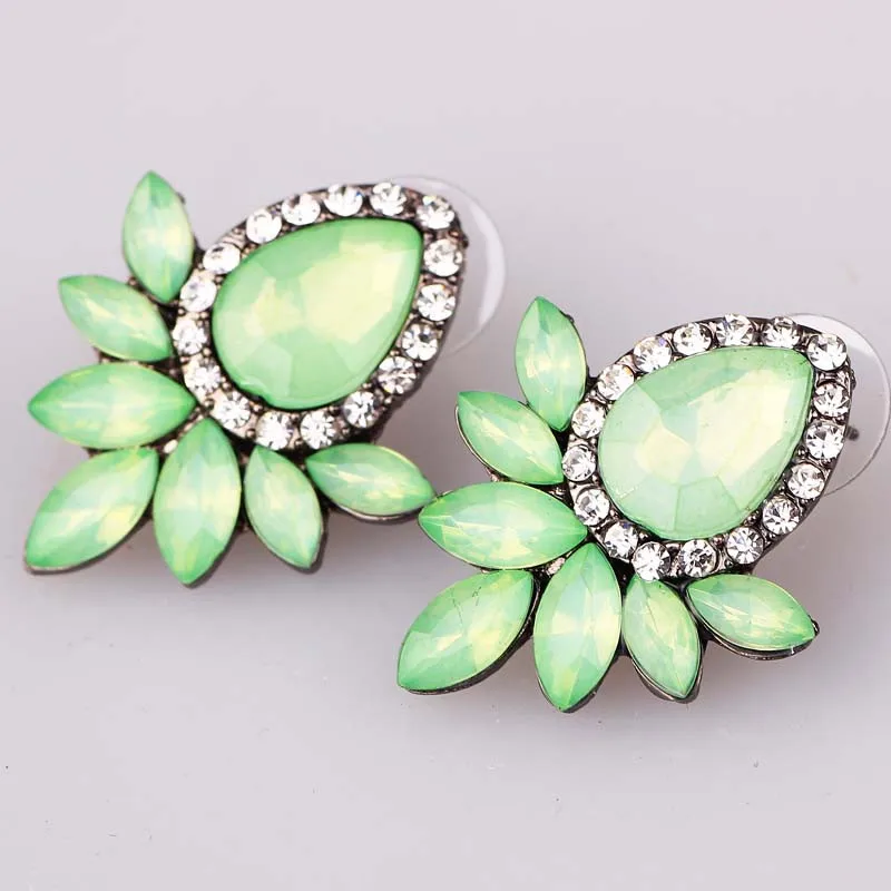 女性のファッションイヤリングラインストーングレー/ピンクガラス黒樹脂甘い金属で宝石耳スタッドのイヤリング女の子e551 女性のファッションイヤリングラインストーングレー/ピンクガラス黒樹脂甘い金属で宝石耳スタッドのイヤリング女の子e551