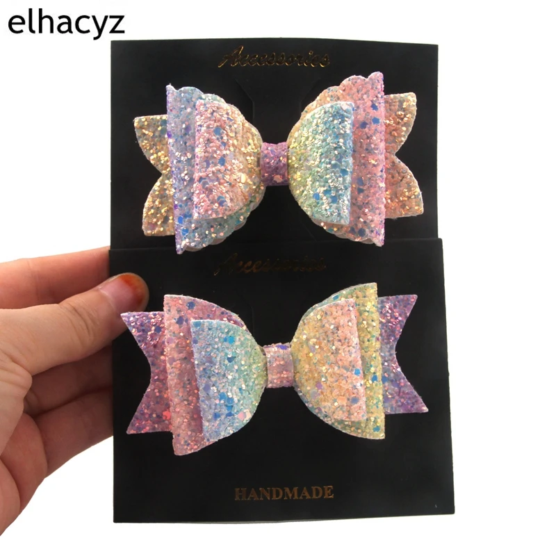 High Quality Rainbow Glitter Hair Bow Clips Children Girls Headwear Children Hair Accessories Hot Sale Leather Hair Barrettes
High Quality Rainbow Glitter Hair Bow Clips Children Girls Headwear Children Hair Accessories Hot Sale Leather Hair Barrettes
