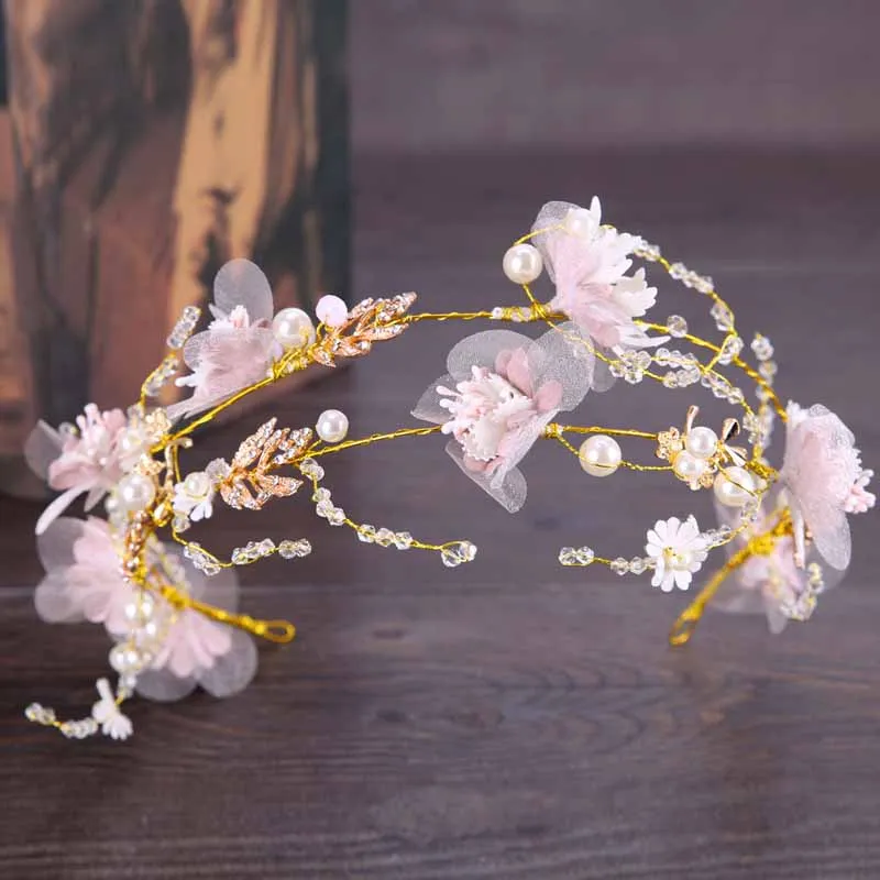 Crystal Pearl Pink Flower Bride Headband Tiara de Noiva Bridal Golden Wire Headpiece Head Jewelry Wedding Hair Accessories LB
Crystal Pearl Pink Flower Bride Headband Tiara de Noiva Bridal Golden Wire Headpiece Head Jewelry Wedding Hair Accessories LB