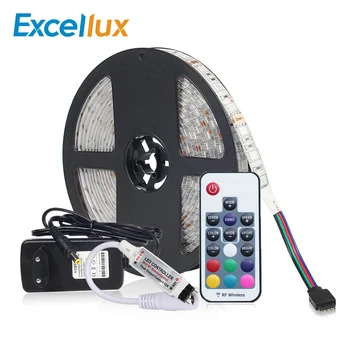 DC 12V Led Strip Light RGB 5050 With 17Key RF Remote Control + 3A Adapter 5M/lot 60Leds/m RGB LED Strip Waterproof To Decoration
DC 12V Led Strip Light RGB 5050 With 17Key RF Remote Control + 3A Adapter 5M/lot 60Leds/m RGB LED Strip Waterproof To Decoration