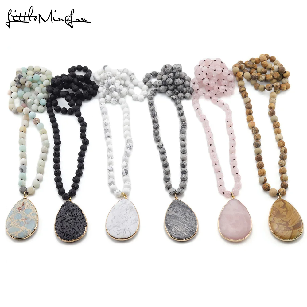 Little Minglou Matching Drop Pendant Necklaces Natural Stone Beads Knotted Stone Women Necklace For Women Bohemian Jewelry
Little Minglou Matching Drop Pendant Necklaces Natural Stone Beads Knotted Stone Women Necklace For Women Bohemian Jewelry