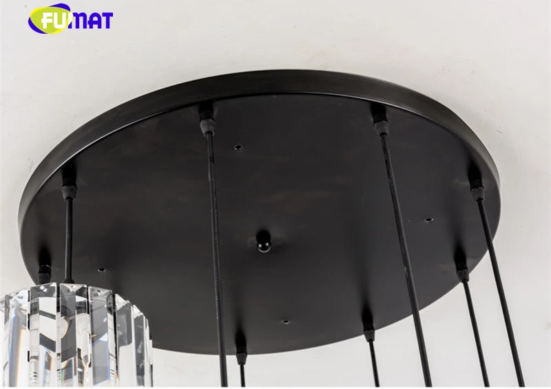 FUMAT Crystal K9 Stairs Rotation Ceiling Lamps Chandelier Lighting Hanging Lights LED Fixture American Modern Style Villa Stairs Base