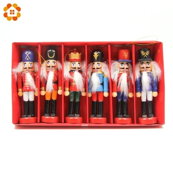 

1SET 12cm Wooden Nutcracker Puppet Zakka Creative Desktop Decoration Christmas Ornaments Drawing Walnuts Soldiers Band Dolls