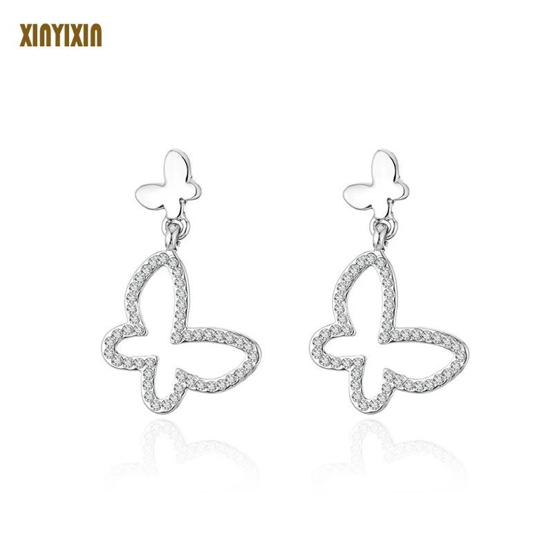 Фото Crystal Butterfly Drop Earrings Small Cute Animal For Women Gift Simple Trendy Color Wedding Party Jewelry | Украшения и