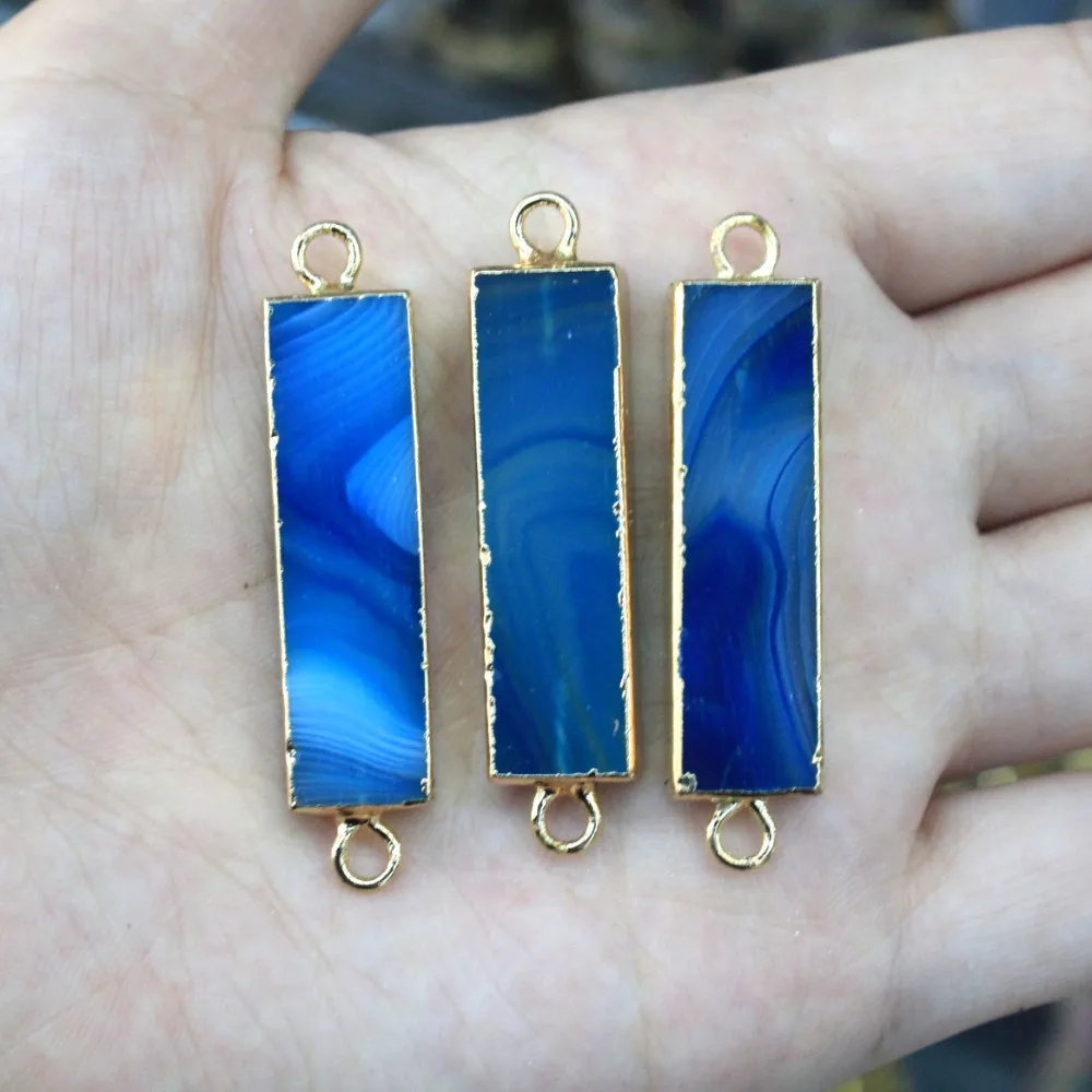 Wholesale Natural Blue Agat Stone Gloden Plated Pendant 2 circle Connection DIY Necklaces Bracelet For Jewelry Making 10*35
Wholesale Natural Blue Agat Stone Gloden Plated Pendant 2 circle Connection DIY Necklaces Bracelet For Jewelry Making 10*35