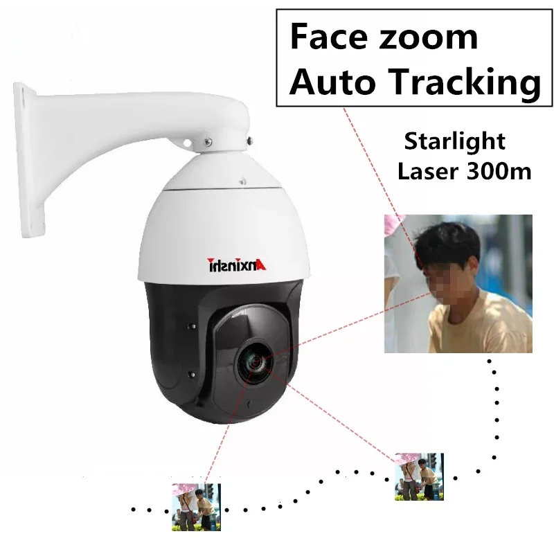 

H.265 Smart analysis 1080P HD PTZ IP Camera Sony Sensor 2mp Starlight IR Laser 300M Face zoom Auto Tracking Network POE Onvif