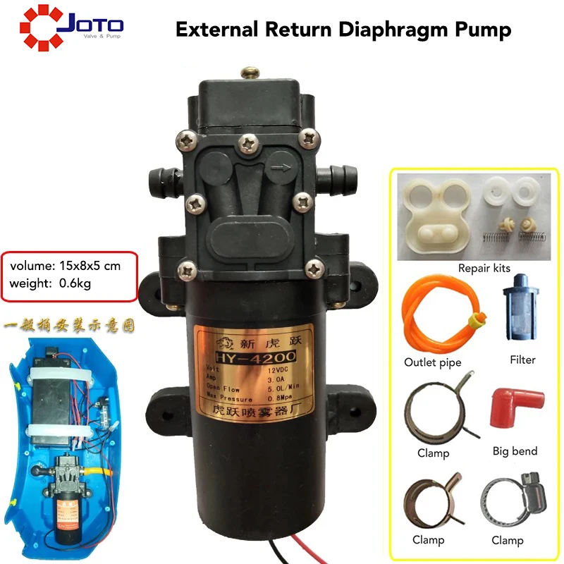 DC12V 5L/MIN Electric Sprayer Pump Motor High Pressure Self-priming Diaphragm Pump
DC12V 5L/MIN Electric Sprayer Pump Motor High Pressure Self-priming Diaphragm Pump