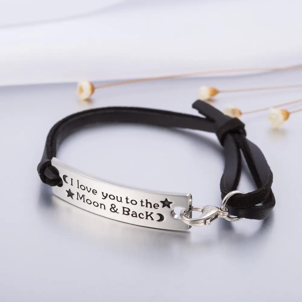 my shape Rectangle Stamped I Love You To The Moon And Back Leather Bracelet Inspirational Jewelry Valentine Gift for Girlfriend
my shape Rectangle Stamped I Love You To The Moon And Back Leather Bracelet Inspirational Jewelry Valentine Gift for Girlfriend