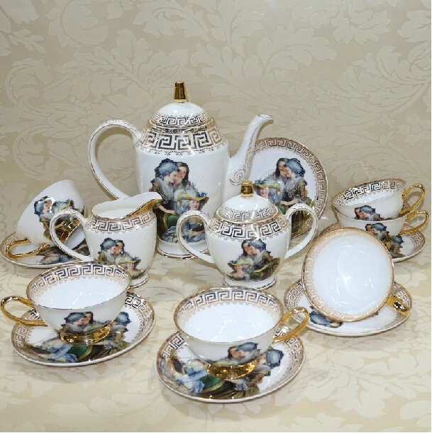 Европейский Drinkware 15-piece фарфоровый сервиз кофе англия королевский суд цифра леди