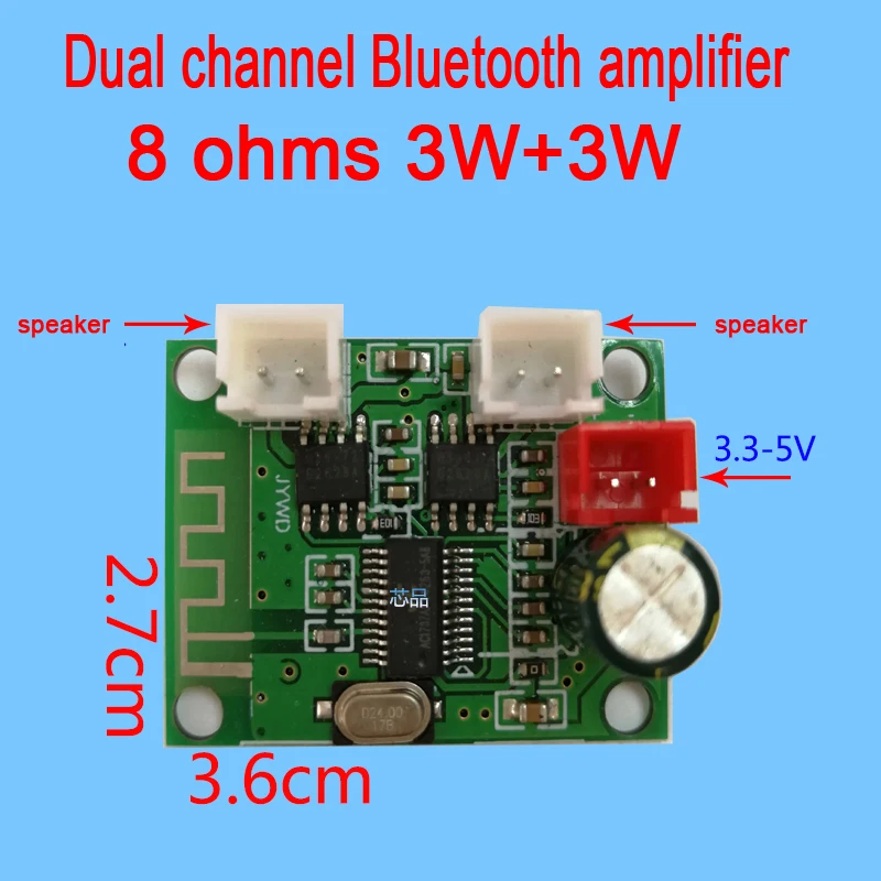Dual channel Bluetooth power amplifier board 3.3V-5V stereo Bluetooth audio module Bluetooth music board 3W*3W
Dual channel Bluetooth power amplifier board 3.3V-5V stereo Bluetooth audio module Bluetooth music board 3W*3W