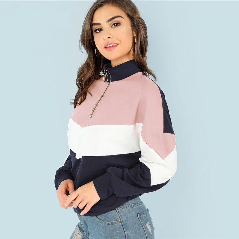 SHEIN-Multicolor-O-Ring-Zip-Front-Cut-and-Sew-Sweatshirt-Athleisure-Stand-Collar-Raglan-Sleeve-Sweatshirt