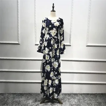 Women Muslim Dress O Neck Flare Sleeve Prited Flower Abaya Dress Plus Size Long Dubai Turkey Dress Women Casual Islamic Clothing
Women Muslim Dress O Neck Flare Sleeve Prited Flower Abaya Dress Plus Size Long Dubai Turkey Dress Women Casual Islamic Clothing