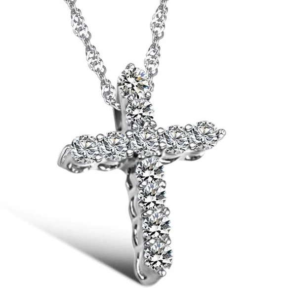 Glamorous Anti-Allergic Fashion Silver Plated Cross Pendant Necklace Paved with Cubic Zirconia For Women Birthday Gifts
Glamorous Anti-Allergic Fashion Silver Plated Cross Pendant Necklace Paved with Cubic Zirconia For Women Birthday Gifts