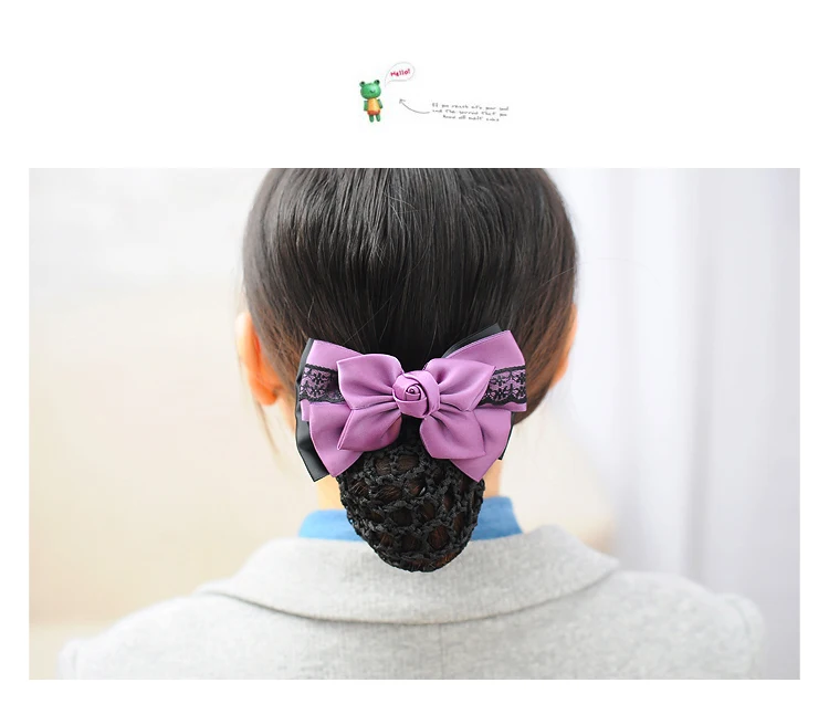 Elegant bow hairdressing Professional waiter Head flower hairpin Bank nurses work hairnet
Elegant bow hairdressing Professional waiter Head flower hairpin Bank nurses work hairnet