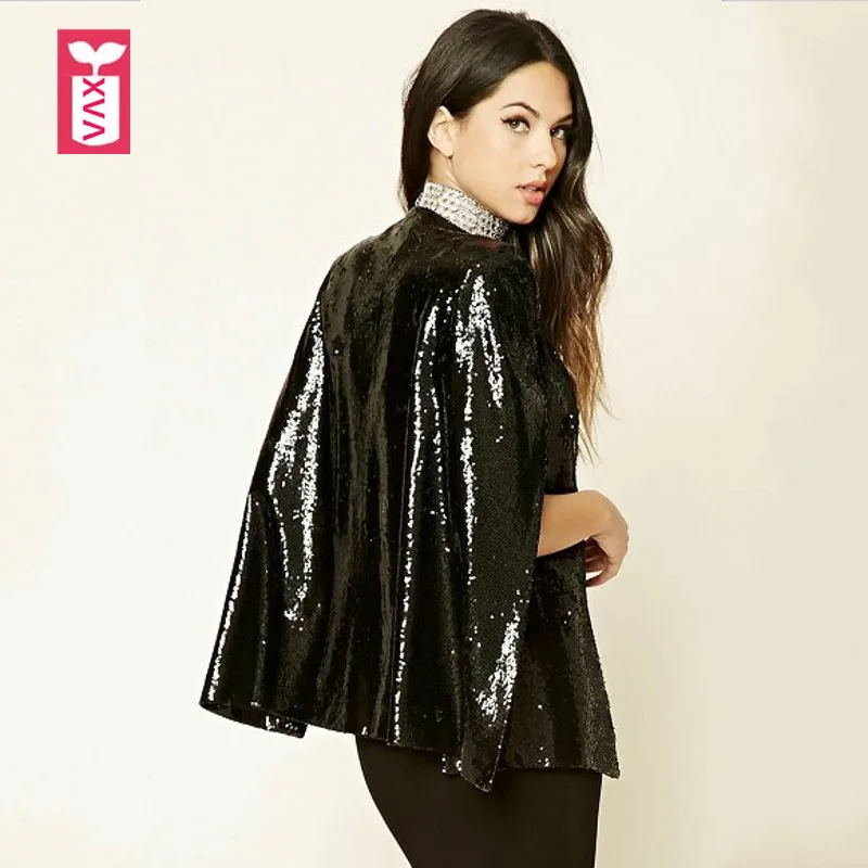 High-end Shiny Black Sequins Women Cloak Suit Coat Motorcycle Formal Tippet Open Jackets Banquet Coats 2018 Autumn
High-end Shiny Black Sequins Women Cloak Suit Coat Motorcycle Formal Tippet Open Jackets Banquet Coats 2018 Autumn