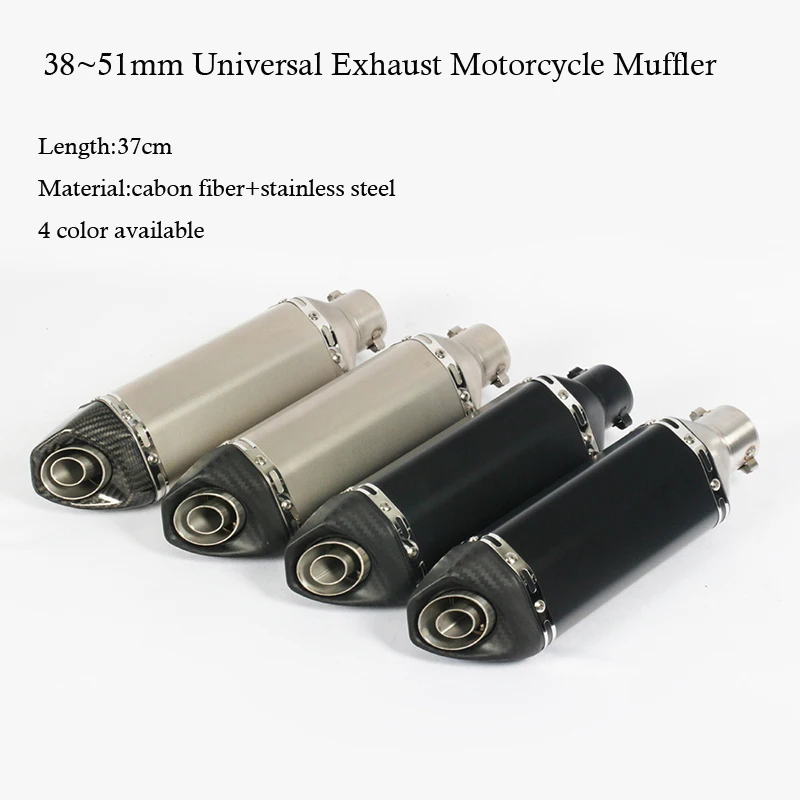 4 Color Available 38~51mm Universal Motorcycle Exhaust Muffler Carbon Fiber+stainless Steel with Movable DB Killer For Dirt Bike
4 Color Available 38~51mm Universal Motorcycle Exhaust Muffler Carbon Fiber+stainless Steel with Movable DB Killer For Dirt Bike