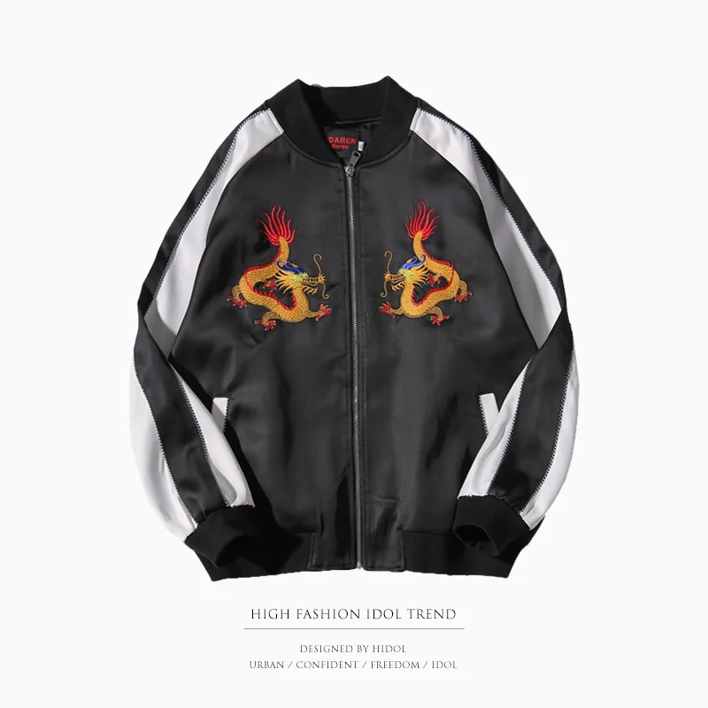 Yokosuka Jacket Bomber Military Souvenir Jacket Spliced Embroidery Dragon Zipper Baseball Coat Black Brand Clothing Men Hip Hop
Yokosuka Jacket Bomber Military Souvenir Jacket Spliced Embroidery Dragon Zipper Baseball Coat Black Brand Clothing Men Hip Hop