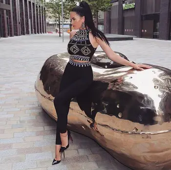 2020 New Arrival Black Women Fashion Beads Bandage Jumpsuit Sleeveless O Neck Celebrity Two Piece Sets Bodycon Party Jumpsuit
2020 New Arrival Black Women Fashion Beads Bandage Jumpsuit Sleeveless O Neck Celebrity Two Piece Sets Bodycon Party Jumpsuit