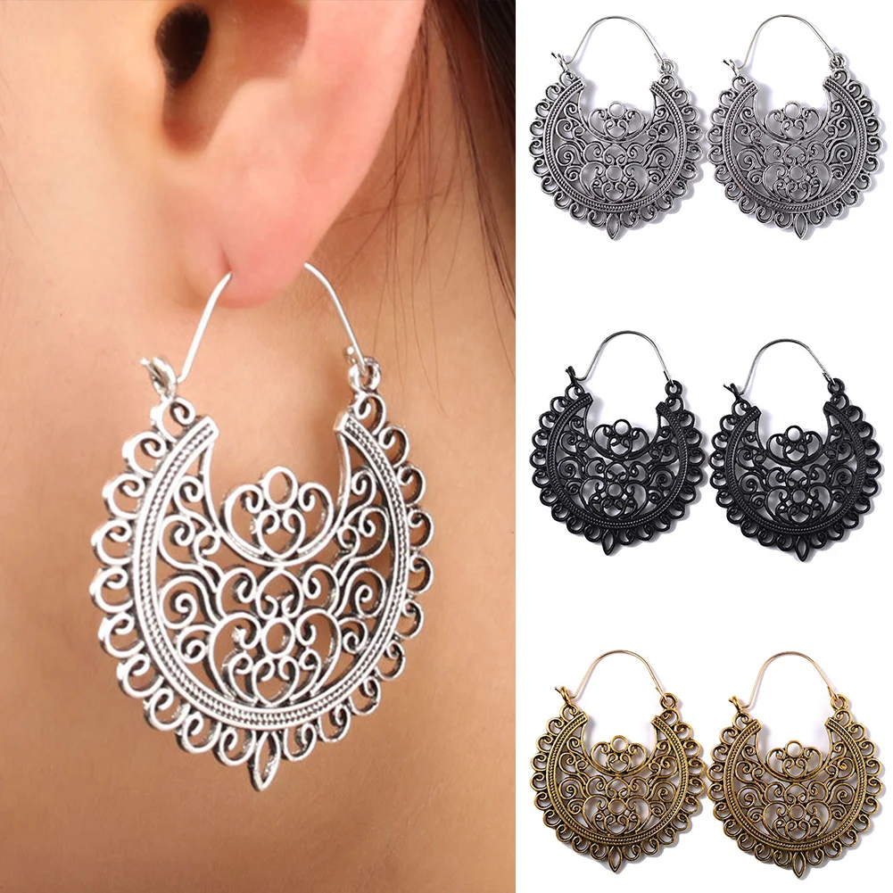 Wedding Fabala Vintage Hollow Out Women Earrings Dangle Hook Alloy Elegant Tibetan Ethnic Jewelry 1 Pair | Украшения и аксессуары