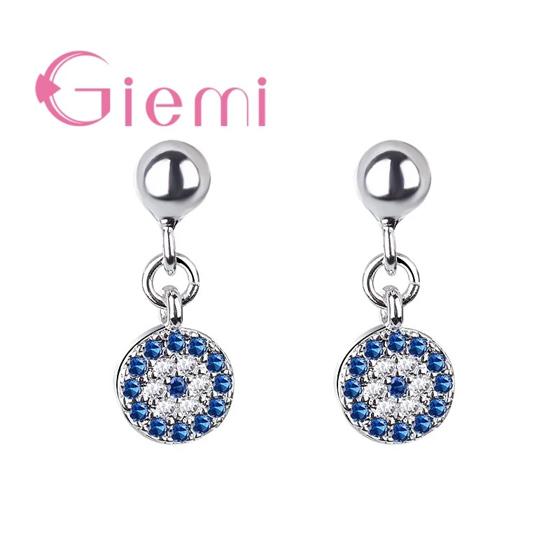 

Blue Cubic Zirconia Paved Evil Eye Stud Earring New 925 Sterling Silver Turkey Lucky Eye Tiny Push Back Earring For Wedding