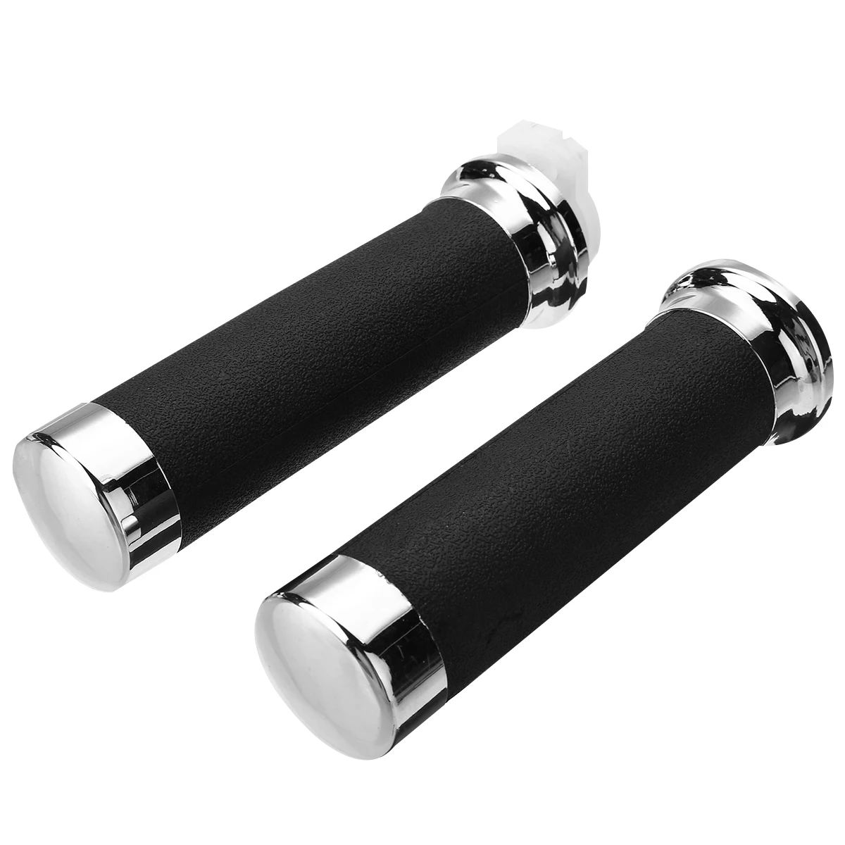 Mayitr 1 Pair 25mm Motorcycle Handlebar Hand Grips Black & Sliver Rubber Plastic Handle Bar For Harley Honda Yamaha