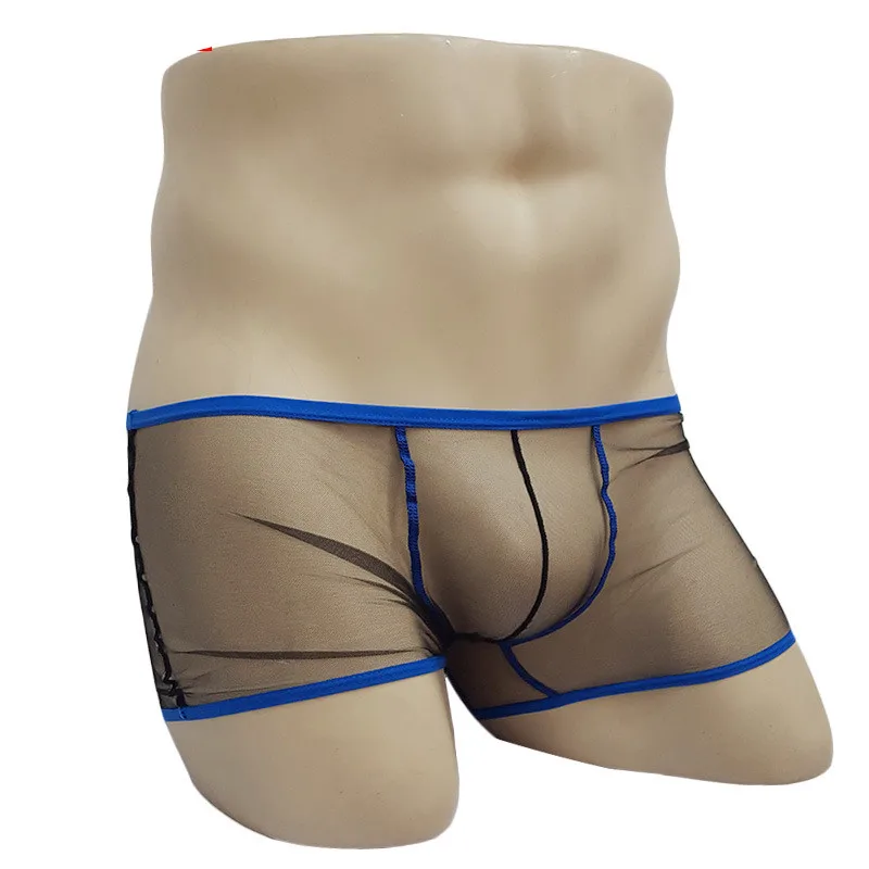 

Sexy Gay Underwear Men Boxers Shorts Transparent Mesh Underpants Male Low Rise U Convex Pouch Panties cueca calzoncillo M-XL