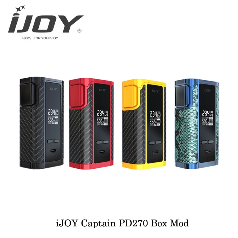 

Authentic iJoy Captain PD270 TC Box Mod 234W Dual 20700/18650 Batteries Temperature Control OLED Display Vaporizer Vape mod kit