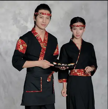 Japanese Cuisine work clothing Restaurant uniform Man Woman Waitress uniform Sushi Kimono 
Japanese Cuisine work clothing Restaurant uniform Man Woman Waitress uniform Sushi Kimono