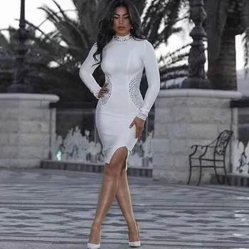 Wholesale new dress black and white Long sleeve Beading Fashion casual celebrity Cocktail party bandage Dress(H2683) 
Wholesale new dress black and white Long sleeve Beading Fashion casual celebrity Cocktail party bandage Dress(H2683)