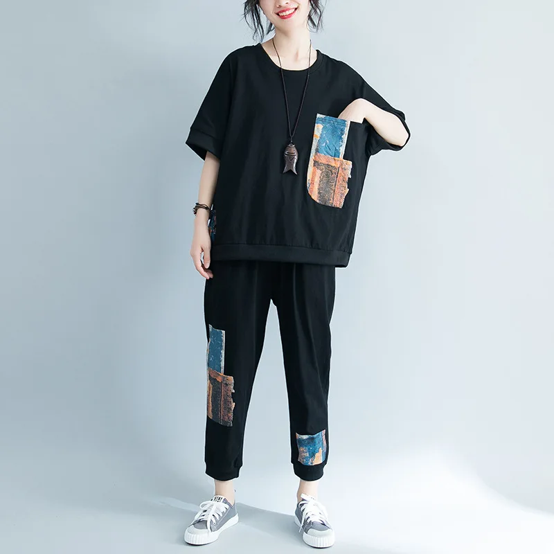 Johnature Korean Summer Women Two Piece Set Top And Pants 2019 New Leisure Loose O-neck Pullover Tops Elastic Waist Long Pant
Johnature Korean Summer Women Two Piece Set Top And Pants 2019 New Leisure Loose O-neck Pullover Tops Elastic Waist Long Pant
