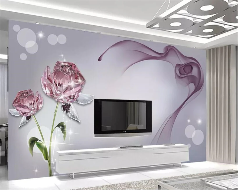 Customized 3d wallpaper mural Crystal rose smoke TV Living room background wall wallpapers for living room wallpaper
Customized 3d wallpaper mural Crystal rose smoke TV Living room background wall wallpapers for living room wallpaper