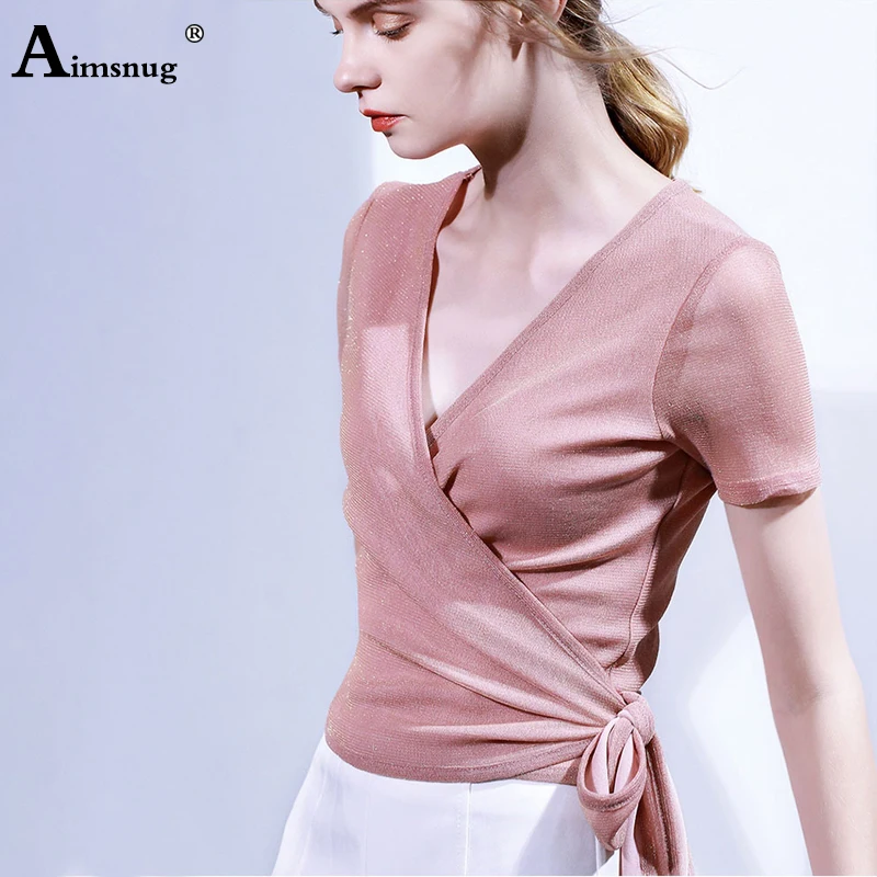 Sexy 2019 Summer Female T shirt Mesh Bottoming Tops Ladies Tee Shirt Irregular Knot Deep V-neck Slim Short Sleeve Women T-shirt
Sexy 2019 Summer Female T shirt Mesh Bottoming Tops Ladies Tee Shirt Irregular Knot Deep V-neck Slim Short Sleeve Women T-shirt