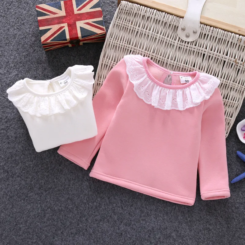 Autumn Winter Girls T Shirts Lace Peter Pan Collar Plus Velvet T Shirt Long Sleeve Child T-Shirt Kids Baby Toddler Tops AA3112
Autumn Winter Girls T Shirts Lace Peter Pan Collar Plus Velvet T Shirt Long Sleeve Child T-Shirt Kids Baby Toddler Tops AA3112