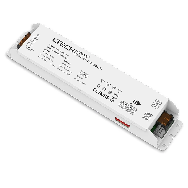 LTECH LED DMX Dimming Driver;150W DMX512/RDM LED driver;AC100-240V input 24V 6.25A 150W output CW NW CCT Led CV Power Driver
LTECH LED DMX Dimming Driver;150W DMX512/RDM LED driver;AC100-240V input 24V 6.25A 150W output CW NW CCT Led CV Power Driver