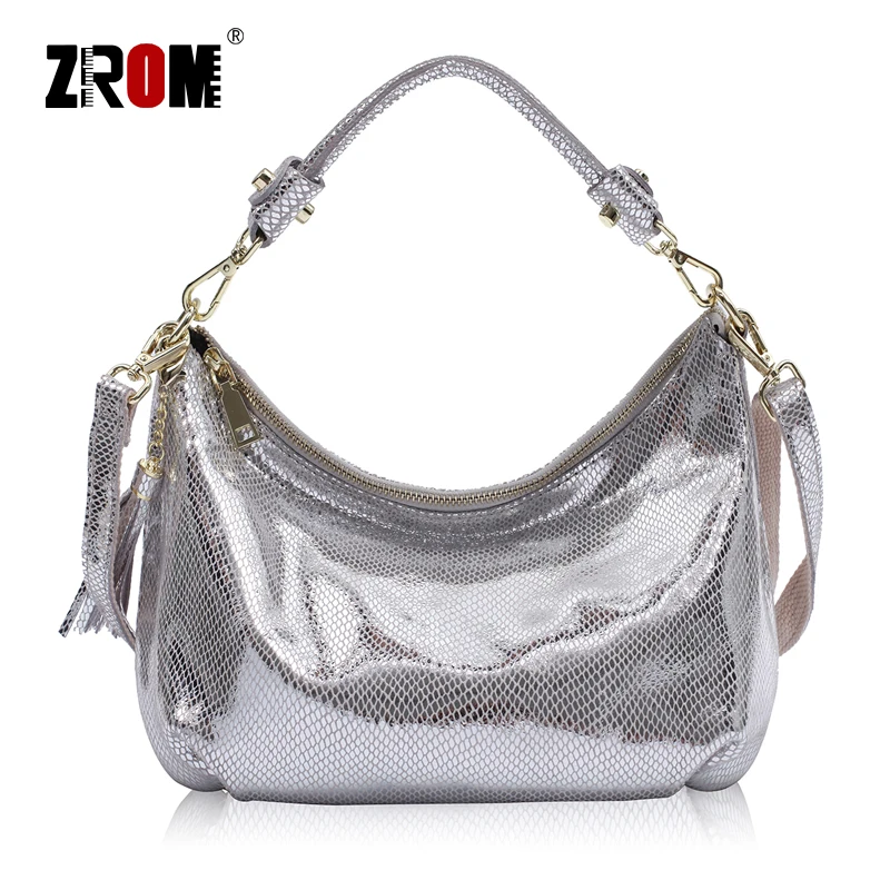 Фото ZROM Brand Genuine Leather Women Handbag High Quality Fashion Ladies Top-handle Bag Cowhide Small Hobos Shoulder Bags | Багаж и сумки