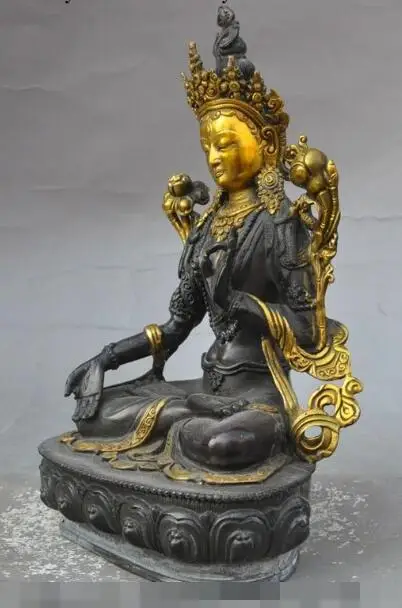 

S02874 tibet buddhism bronze gilt white tara Kwan-Yin GuanYin Bodhisattva buddha statue
