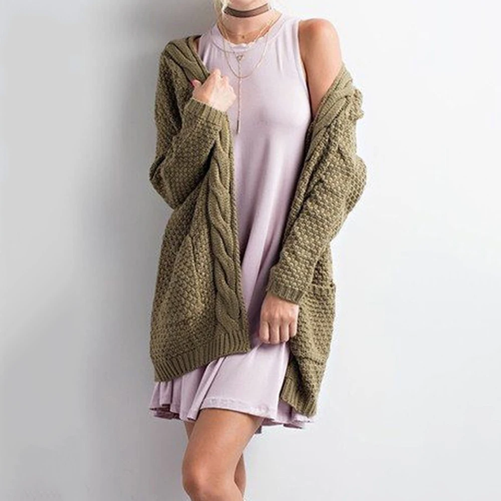 Women Autumn Winter Long Knitted Sweater Twist Open Stitch Coats Cashmere Loose Green Cardigan Plus Size 3XL WDC1497 |