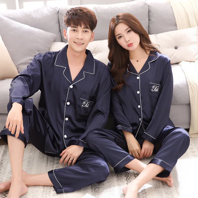 2019 Pijama Couple Autumn Winter Silk Pajamas Set Satin Nightwear Long Sleeve Men Women Casual Home Clothes Sleepwear
2019 Pijama Couple Autumn Winter Silk Pajamas Set Satin Nightwear Long Sleeve Men Women Casual Home Clothes Sleepwear