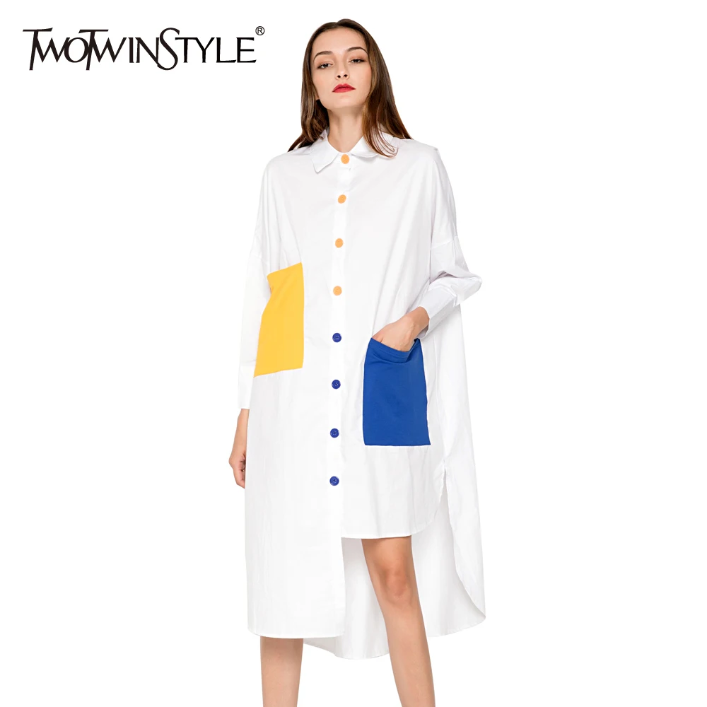 TWOTWINSTYLE Blouse Shirt Dress Women Patchwork Midi Female Dresses Long Sleeve Oversized Casual Clothes Korean Fashion Big Size
TWOTWINSTYLE Blouse Shirt Dress Women Patchwork Midi Female Dresses Long Sleeve Oversized Casual Clothes Korean Fashion Big Size