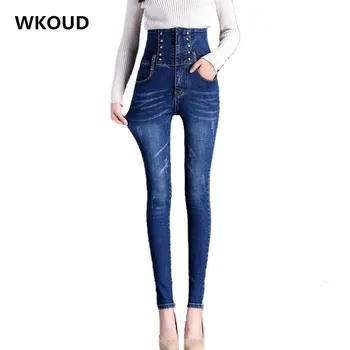 WKOUD High Waist Jeans Female Plus Size Korean Skinny Washed Jeans Women Denim Pencil Pants Stretch Black Trousers P8752
WKOUD High Waist Jeans Female Plus Size Korean Skinny Washed Jeans Women Denim Pencil Pants Stretch Black Trousers P8752