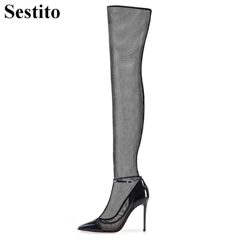 Sexy Solid Mesh Pointed Toe Super High Party Long Women Boots Spring/ Autumn Basic Thin Heels Slip-on Buckle Over-the-Knee Shoes
Sexy Solid Mesh Pointed Toe Super High Party Long Women Boots Spring/ Autumn Basic Thin Heels Slip-on Buckle Over-the-Knee Shoes