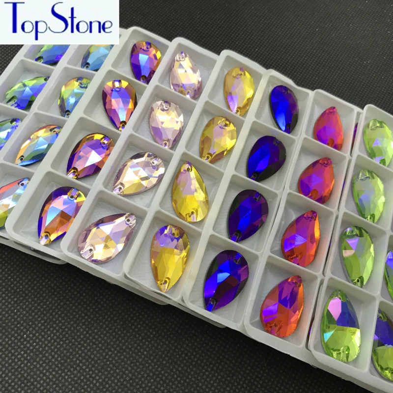 TopStone 17x28mm 12Pcs Teradrop Sew On Rhinestones Multi AB Colors Sewing Glass Crystal Droplet Beads for dress costume making
TopStone 17x28mm 12Pcs Teradrop Sew On Rhinestones Multi AB Colors Sewing Glass Crystal Droplet Beads for dress costume making