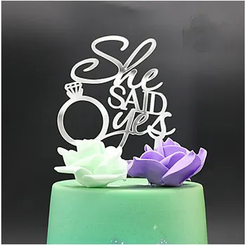 "She Said Yes " Acrylic Mirror Silver Wedding Cake Topper Gifts Favors for Wedding Decoration Cake Decorating
"She Said Yes " Acrylic Mirror Silver Wedding Cake Topper Gifts Favors for Wedding Decoration Cake Decorating