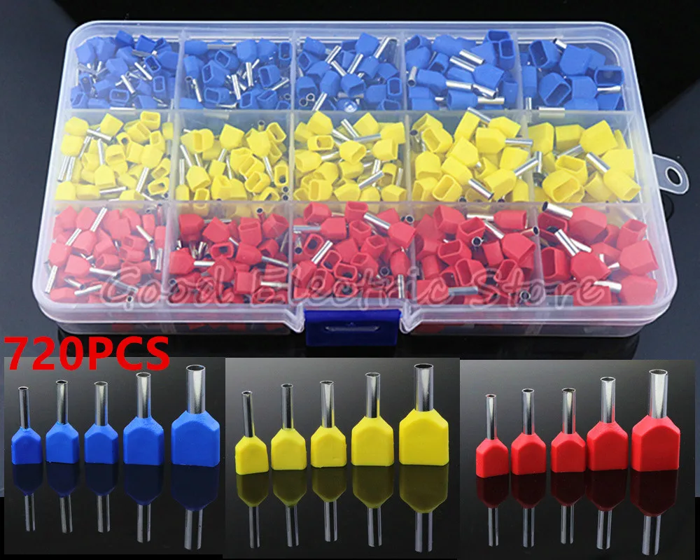 720pcs a lot twins Dual Bootlace Ferrule teminator Kit Electrical Crimp Dual entry cord end wire terminal connector TE
720pcs a lot twins Dual Bootlace Ferrule teminator Kit Electrical Crimp Dual entry cord end wire terminal connector TE