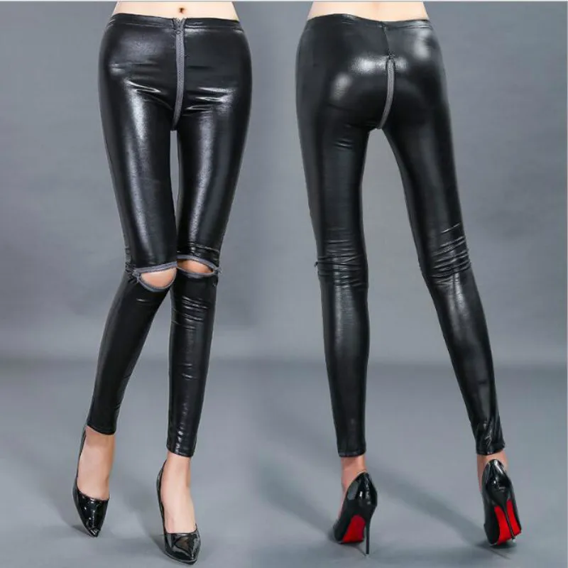 Punk Rock Black Zipper Leggings Knee exposure Hollow Warm Pants for Women PU winter Nightmare Leggins
Punk Rock Black Zipper Leggings Knee exposure Hollow Warm Pants for Women PU winter Nightmare Leggins